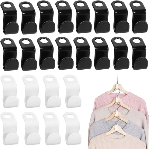 100Pcs Clothes Hanger Connector Hooks, Super Space Saving for Closet Heavy Duty Cascading Hanger Extender Hooks Plastic Closet Hanger Organizer (W...