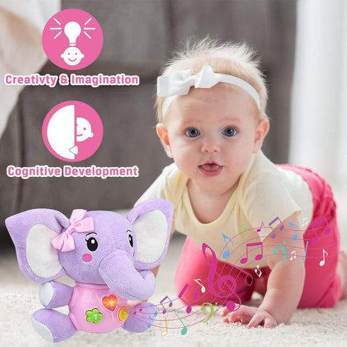 Aitbay Plush Elephant Music Baby Toys 0 3 6 9 12 Months, Cute Stuffed Aminal Light Up Baby Toys Newborn Baby Musical Toys for Infant Babies Boys &...