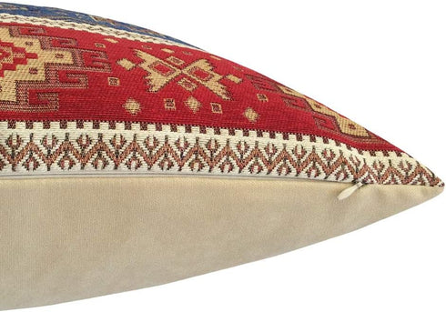Decorative Large Throw Pillow Covers Red and Blue - 22 x 22 Inches Outdoor Pillows for Patio, Boho Room Decor for Couch, Bohemian Case for Farmhou...