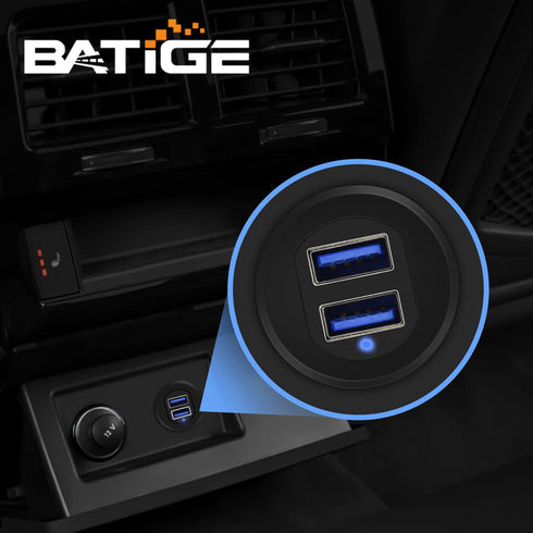 BATIGE Alloy Dual Port USB 3.0 Car Dashboard Flush Mount Cable, Male to Female with LED Indicator Extension Cable for Car Truck Boat Motorcycle Da...