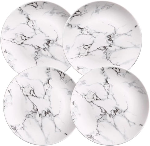 Marble Design Porcelain Dinner Accent Plates Set of 4 (8 inches)...
