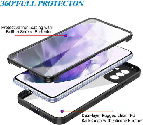 CCSamll for Samsung Galaxy S21 5G Clear Case with Screen Protector, Slim Shockproof Soft TPU Bumper Full Body Protection Phone Cover Case for Sams...