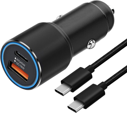 63W Super Fast Car Charger and Cable for Galaxy S23 S22 S24 Plus Ultra/S21 S20 FE,A54 A23 A53 A14 A13 A55 A15 A25,Z Fold 4 5/Z FILP,2-Port (USB C ...