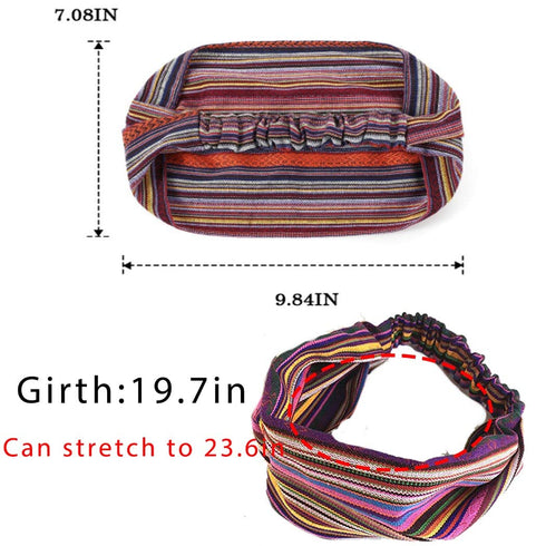CAKURE Boho Wide Headbands African Head Wraps Stretchy Hairbands Stripe Turban Head Bands for Women and Girls Pack of 3 (Set1)...