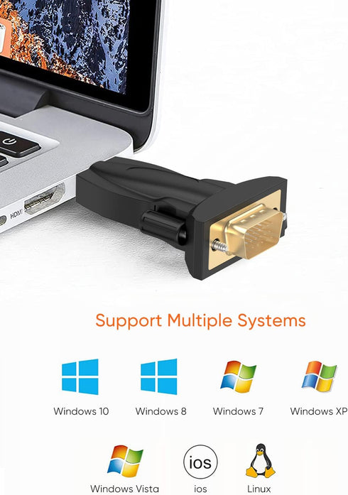 CableCreation USB to RS232 Male Adapter with PL2303 Chipset, USB to DB9 Serial Converter for Windows 11, 10, 8.1, 8, 7, Linux and Mac OS,Black...