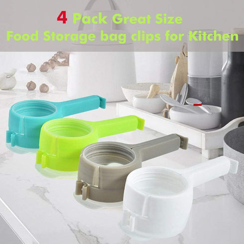4pcs Food Bag Clips with Pour Spouts, Great Clips Bags for Kitchen, Suitable for Small Particle Food, Liquid,Flour and Baby Food Storage Organizer...