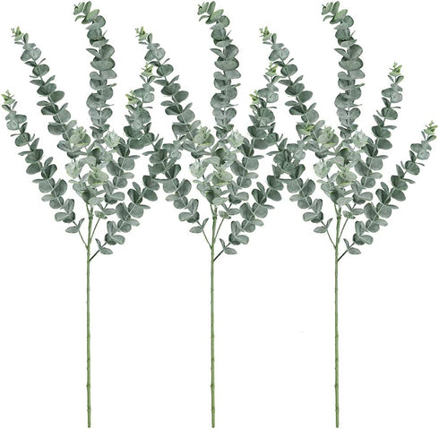 Supla 3 Pcs 35" Tall Eucalyputs Stems Eucalyputs Leaves Spray Artificial Eucalyptus Branches Real Touch Greenery Stems for Vase Bouquets Garland F...