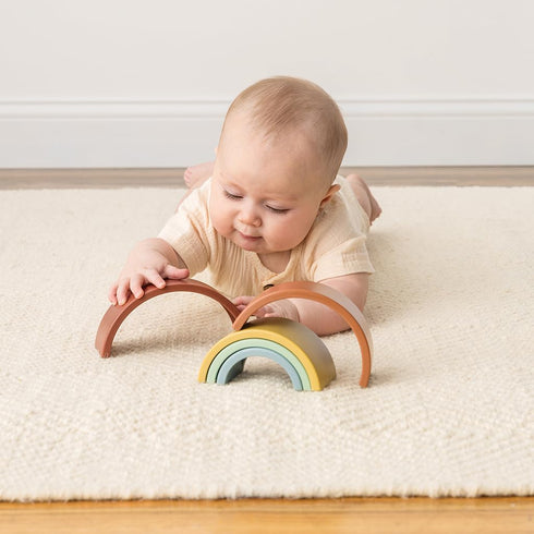 Itzy Ritzy Rainbow Stacker Toy - includes 5 Arches for Stacking; Helps Develop Hand-Eye Coordination; Rainbow...