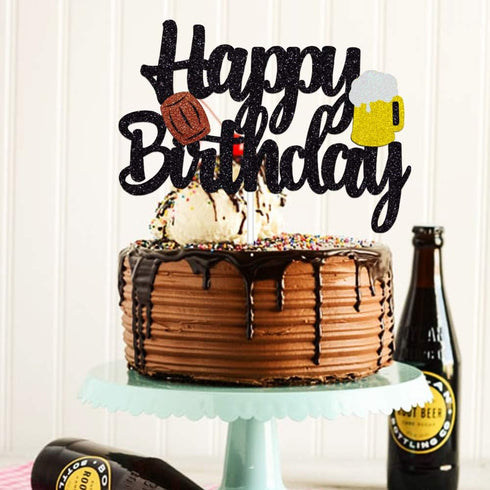 Cheers Cake Topper - Glitter Cheers to 30 40 50 60 Years Birthday Decoration, Gold, 7.5x4.6 inches, 1 pcs...