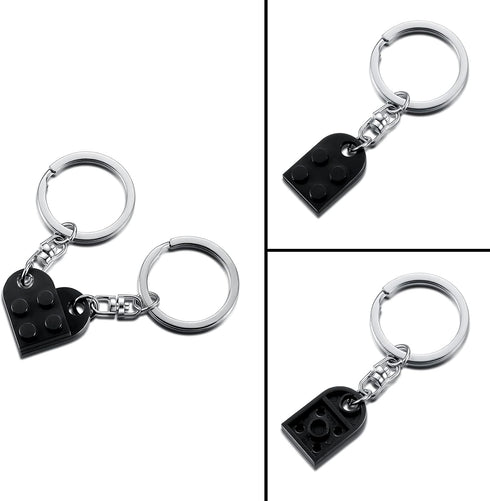 Brick Keychain for Couples Friendship - 2pcs Matching Heart Colorful Keychain Set for Couples Valentine's Day BFF...
