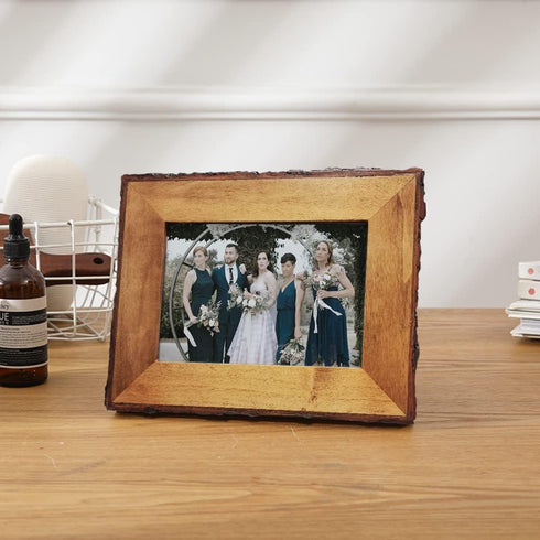 4x6 Wood Picture Frames Brown, Live Edge Rustic Photo Frame with Glass Front, Display 6x4 inch Photos for Tabletop or Wall Mounting...