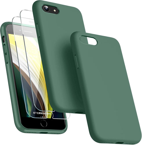 Dssairo [3 in 1 for iPhone SE case 2022/3rd/2020/2nd gen, iPhone 7/8 case?with 2 Pack Screen Protector, Liquid Silicone Ultra Slim Shockproof Prot...
