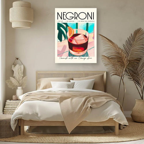Iconic Negroni cocktail poster MIX & MATCH Bar Cart Decor With cocktail recipes bar pictures wall Art decor Canvas Print Kitchen Club Apartment Ho...
