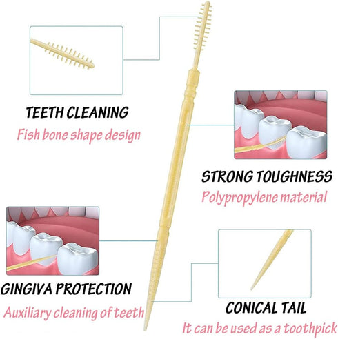 AKOAK Plastic Toothpick, Two-Headed Toothpick Oral Stick, Disposable Interdental Brush Oral Hygiene Cleaning and Care Tools (About. 1050-1100 Piec...