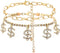 Urieo Gold Rhinestone Anklet Chain Dollar Pendant Foot Chain Double Layered Anklets Bracelets Summer Beach Jewelry for Women Pack of 2...