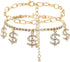 Urieo Gold Rhinestone Anklet Chain Dollar Pendant Foot Chain Double Layered Anklets Bracelets Summer Beach Jewelry for Women Pack of 2...