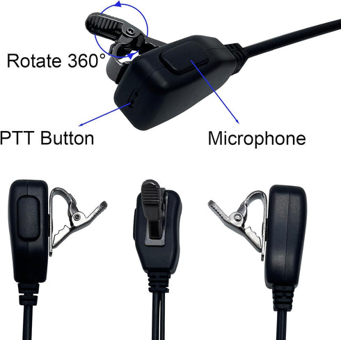 Walkie Talkie Earpiece with Mic PTT 2.5mm 1 Pin D Shape Radio Earpiece Headset Compatible with Motorola Talkabout Walkie Talkie MH230R MR350R T200...