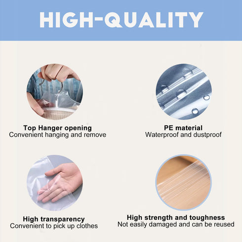 DERIQ 20pcs 60 Inch Plastic Garment Bag Dry Cleaner Bags Clear Plastic bag Dry Cleaning Laundry Bags for Clothes Cover Hanging Clothes Clothes Sto...