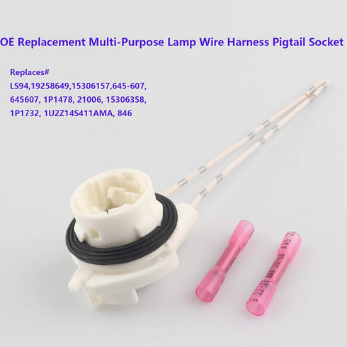 2PCS Lamp Socket, Wire Harness Pigtail Light Socket LS94,19258649,645-607 Compatible with Chevy Avalanche Silverado Suburban Tahoe, GMC Envoy Sier...