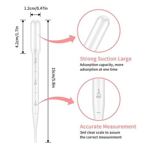 G2PLUS 200PCS 3ml Disposable Plastic Transfer Pipettes, Calibrated Pipettes Dropper for Liquid, Science Laboratory, Essential Oils, Experiment, Es...