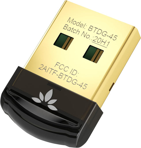 Avantree DG45 - USB Bluetooth 5.0 Adapter for PC, Bluetooth Dongle for Computer Desktop Laptop, Wireless Transfer for Bluetooth Headphones Speaker...