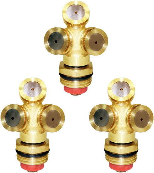 Joywayus Brass Misting Spray Nozzle 1/2" NPT Male 3-Holes Garden Sprinklers Irrigation Connector Water Sprinklers Mister Heads Fitting with Filter...