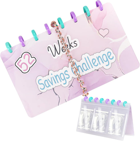52 Weeks Saving Challenge Binder Budget Planner, Budget Book With Cash Envelopes Savings Challenge, Budget Book Planner, Money Binder For Saving...
