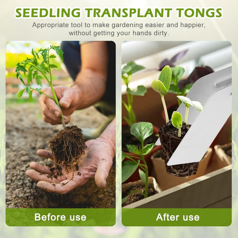 2Pcs Seedling Transplant Tongs Planting Tool Garden Tweezers for Planting 6.7 Inch Stainless Steel Gardening Plants Transplant Tongs for Reducing ...