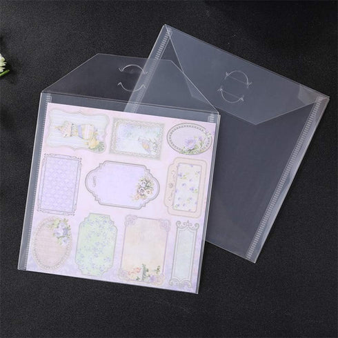 10PCS Large Stamp & Dies Storage Pockets Transparent Plastic Seal Bags Storage Case for Cutting Dies Stencil Background Card Paper Album Stamp Cra...