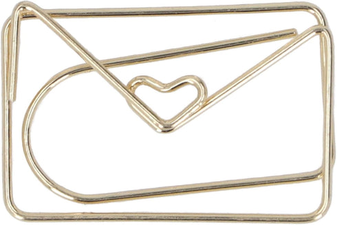 100pcs Golden Cute Small Paperclips, Crown Envelope Shape Paperclips Small Paper Clips for Office School Wedding Party Invitation Valentine Decora...