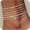 Tewiky Dainty Silver Ankle Bracelets for Women Waterproof, S925 Sterling Silver Anklets Layered Cuban Chain Herringbone Beaded Blocks Anklets Set ...