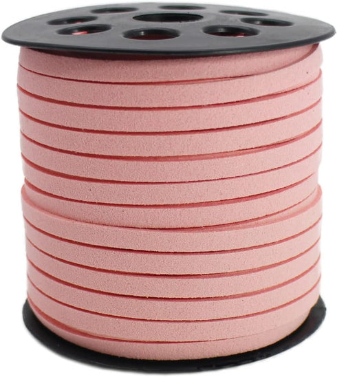 Pamir Tong 5mm Faux Suede Leather Cord String for Jewerly Making 40 Yards Pink Bracelet Cords Flat Thin Leather Lace Thread for Necklace-Chocker &...