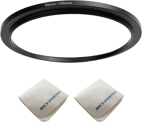 95mm Lens to 105mm Camera Lens Adapter 95mm to 105mm Step Up Ring Adapter Ring for All Brands of UV ND CPL, with Premium Lens Wiping Cloth 2 Pack ...
