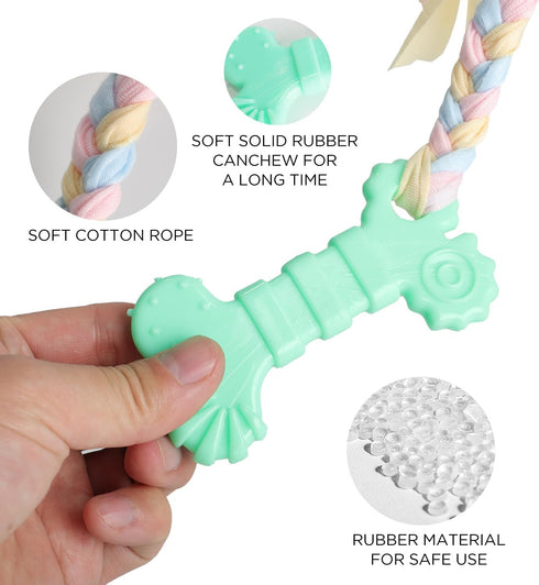 4 PCS Chew Toys for Teething, Soft Rubber Puppy Chew Toys, Puppy Teething Ring, Rope Dog Toys, Funny Interactive Toy for 2-8 Months Teething Small...