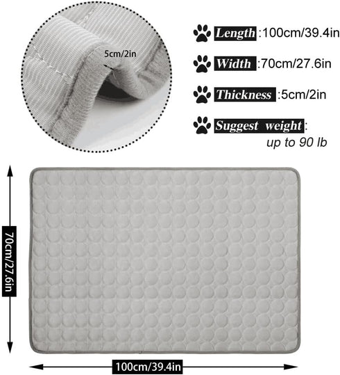 Pet Cooling Mat for Dog Puppy Cat Washable Cooling Pad, Reusable Ice Silk Dog Self Cooling Mat, Pet Sleeping Pad Blanket for Pet Beds Kennels Couc...