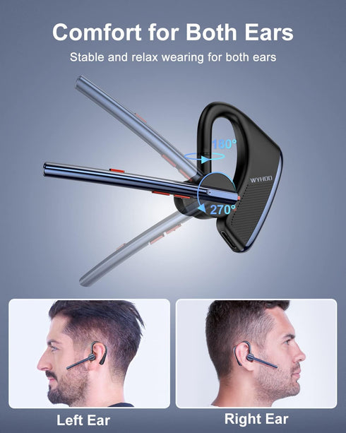 Bluetooth Earpiece V5.2 Wireless Handsfree Headset with CVC8.0 Noise Cancelling Dual Microphone 24Hrs Driving Bluetooth Headset for iPhone Android...