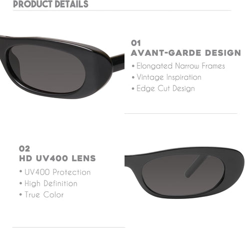 mosanana Elongated Narrow Cat Eye Sunglasses for Women MS52357...