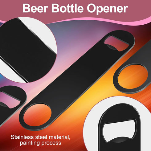 WEGAZ-5 Pack 7inch Black Stainless Steel Flat Beer Bottle Opener,Stainless Steel...