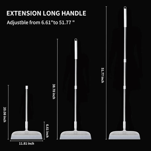 Magic Broom Floor Squeegee Pet Hair Remover, Silicone Squeegee Broom for Floor, 51.77" Long Handle Squeegee for Carpet, Bathroom Tile, Hardwood, F...