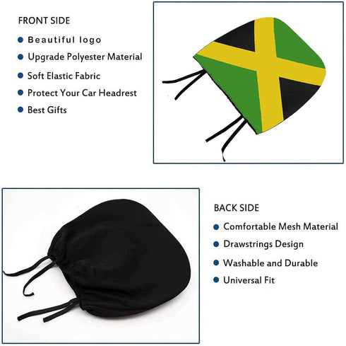 2 Pack Headrest Covers for Jamaica Flag, Seat Cover Accessories Car Headrest Protector Universal Fit to All Car/Truck Models (Jamaica)...