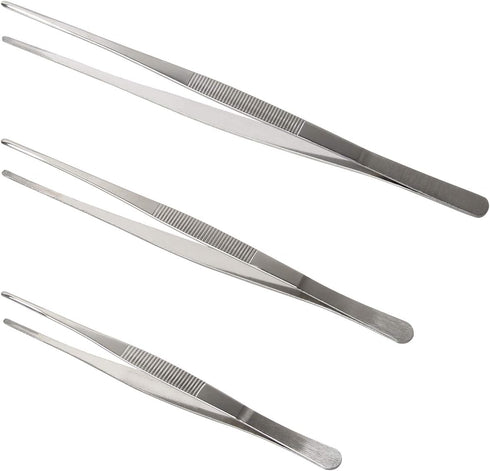 Adecco LLC Stainless Steel Tongs tweezer with precision serrated tips for sea food (8" 10" 12")...