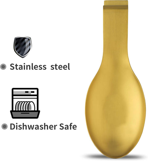 BETTWILLGold Spoon Rest for Kitchen Counter, Stainless Steel Spoon Holder for Stove Top, Spatula Ladle Spoon Utensils Holder, Gold Kitchen Accesso...