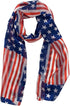 Rosemarie Collections Women's Red White And Blue 4th Of July Satin Stripe USA Fashion Scarf, 60" American Flag Stars Stripes...