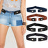 No Buckle Elastic Belt Adjustable Stretch Waist Belt Buckless Invisible Belt Buckle Free Belt for Women Men Jeans Pants Dress with Brass Snap Fast...