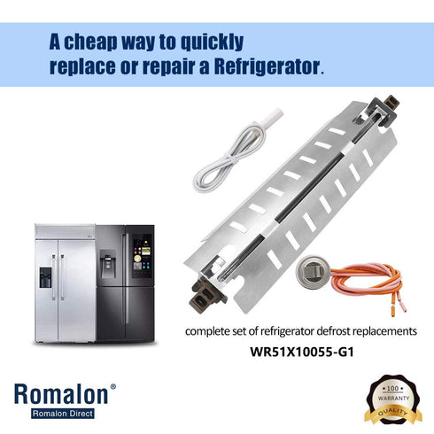 WR51X10055 Refrigerator Defrost Heater Kit,WR55X10025 Temperature Sensor,WR50X10068 High Limit Thermostat Fit for G-E by Romalon