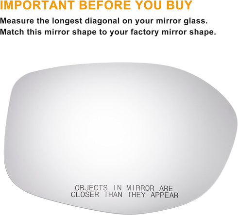 X AUTOHAUX Car Rearview Right Passenger Side Mirror Glass Replacement W/Backing Plate Heated White Glass for Honda Odyssey 2014 2015 2016 2017...