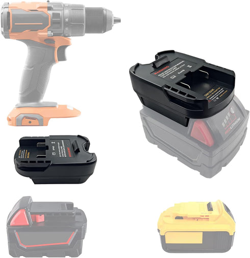 URUN Adapter Converter for Milwaukee 18V Battery to for Ridgid AEG 18v Cordless Tools, Also for Dewalt 20V Li-ion Max XR Battery Converter to Ridg...