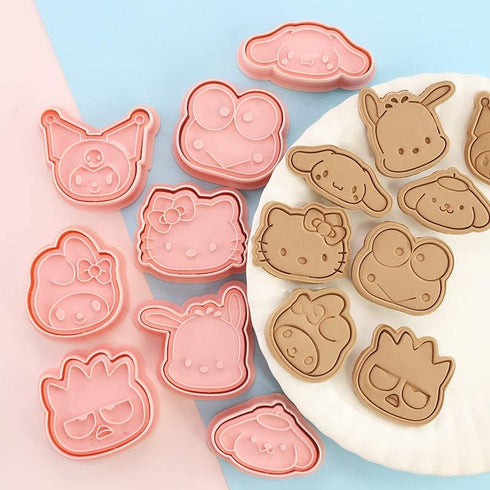 Cute KITTY Cat Cookie Cutter Set, 8 Pieces Cartoon Cookie Cutter With Embossed Pattern, 3D Cartoon Fun Cookie Cutter Set, DIY Baking Cake Fondant ...