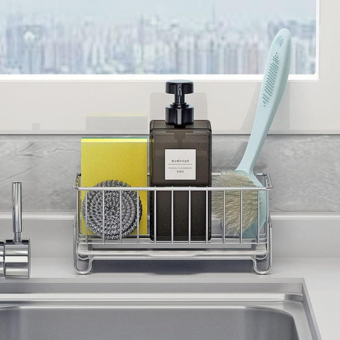 Kitchen Countertop Sponge Holder, SUS 304 Stainless Steel Dish SoapOrganizer, Basket for Cleaning and Scrub Tool, Kitchen Sink Brush Caddy Holder...