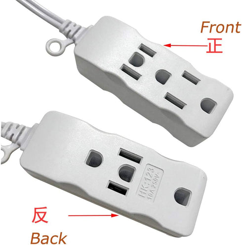Multi Plug Extender Box 3 Outlet Power Strip,Flat pins Socket,3FT,6Ft,9Ft,15Ft Bulb,TV Long Extension Cord, with 3rd Grounding Pin,White (2.7m/9Ft...